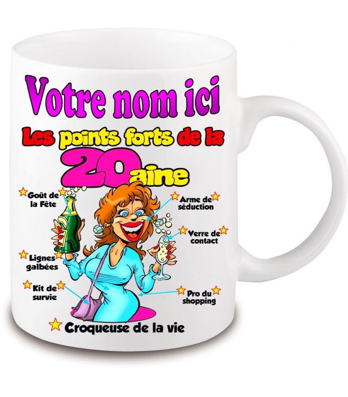 Mug anniversaire 20 ans femme à personnaliser