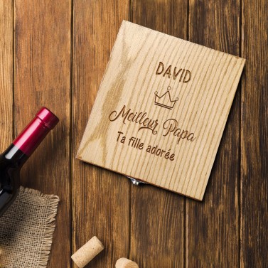 Bouchon personnalisé en bois pour bouteille de vin et champagne
